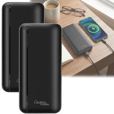 Produktbild von 2er-Set Powerbank mit 3 USB Ports, je 20.000 mAh, USB-C & 2 USB-A Ports, Quick Charge 3.0, für iPhone 16, 15, 14, 13, 12, Pro/Max Samsung, iPad, Huawe