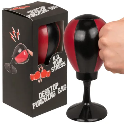 Immagine prodotto di Sacco da boxe da scrivania con ventosa - Rosso e nero - Mini sacco da boxe antistress - Per l'ufficio