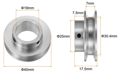 Produktbild von Einzelrillen Riemenscheibe Keilriemenscheibe 19mm feste Bohrung 40mm Au?endurchmesser Aluminiumlegierung mit Sechskantschlš¹ssel fš¹r Bohrmaschine 6mm PolyurethanRundriemen