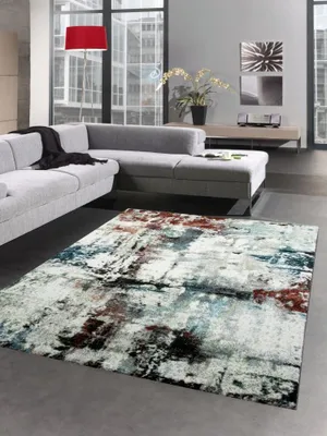 Zdjęcie produktu dla Designerski dywan do salonu dywan bieżnik abstrakcyjny wielokolorowy turkusowy czarny rozmiar - 120x170 cm