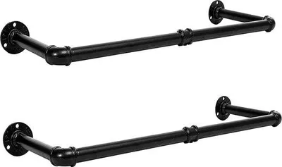 Zdjęcie produktu dla Zestaw wieszaków – zestaw 2 sztuk – wieszaki na ubrania – styl industrialny – nośność do 40 kg – 80 x 25 x 7 cm
