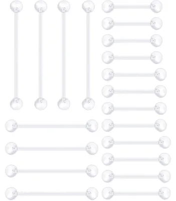 Productafbeelding van Klar Körperpiercing set, 20 stuks, geschikt voor neus, lip, wenkbrauw, navel, tong, tragus, helix, van kunststof en acryl, 14G