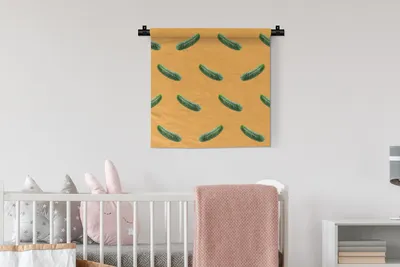 Produktbild von MuchoWow® Wandteppich Wandbehang Gewürzgurke - Muster - Orange 60x60 cm Tapisserie Dekoration Wandtuch - Dekorationen - Wand Decke