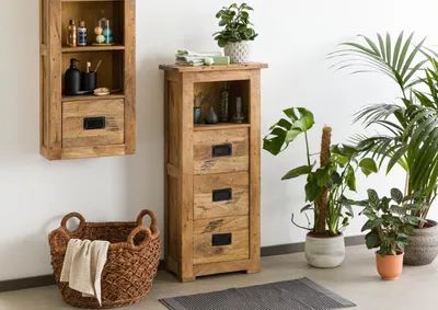 Produktbild von MASSIVMOEBEL24 Kommode Mango 50x30x120 natur lackiert RAILWAY  #181