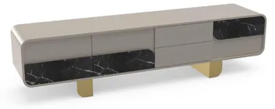 Image de Support TV RTV Lowboard Classique Gris Bois Moderne Salon Nouveau