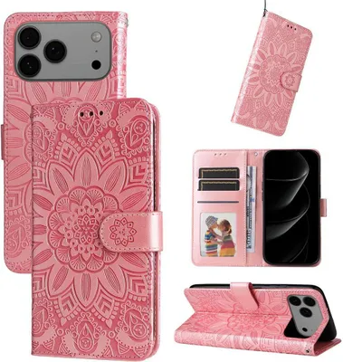 Produktbild von Mobigear Sunflower iPhone 17 Pro Max Hülle Klapphülle Geldbörse - Pink