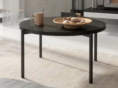Produktbild von GrainGold Couchtisch Sevilla - Couchtisch Rund, Wohnzimmer Couchtisch, Moderne Couchtisch - Couchtisch Schwarz Glanz
