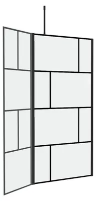 Zdjęcie produktu dla Parawan prysznicowy MARWELL w nowoczesnym stylu 90+40 x 195 cm w zestawie uchwyt sufitowy - szklany prysznic z matowym czarnym profilem ?ciennym - hartowane szk?o bezpieczne dla maksymalnego bezpiecze?stwa - monta? na brodziku lub p?ytce