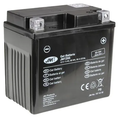 Produktbild von JMT Gel Batterie JMTZ6S 5Ah für Honda CBR 125, Suzuki GSX-R 125, Yamaha XC 115