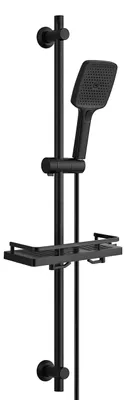 Duschstangen-Set 100 cm, Edelstahl, mit Handbrause und Ablage, Schwarz