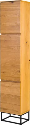 Produktbild von home24 Hochschrank - Echtholzfurnier / Eisen - Eiche / Schwarz