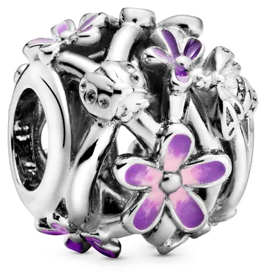 Produktbild von Pandora Garden Charm 798772C02 Purple Daisy Sterling Silber purple pink shaded Enamel