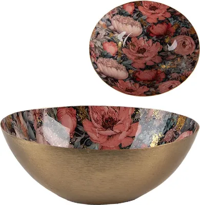 Produktbild von Clayre & Eef 65898 Schale Gold Rosa Eisen 16x14x6 cm Elegante Servierschale