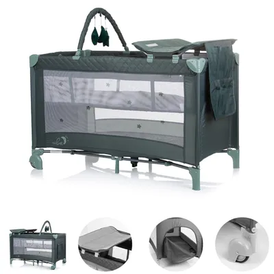 Immagine prodotto di Chipolino lettino da viaggio Luna 2 livelli fasciatoio arco gioco pieghevole materasso pieghevole verde