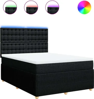 Produktbild von vidaXL Boxspringbett mit Matratze Schwarz 140x190 cm Stoff