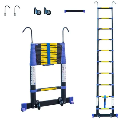 Teleskopleiter 2,9 m, Alu, klappbar, max. Arbeitshöhe 3,8 m
