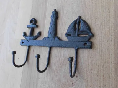 Produktbild von Hakenleiste Wandgarderobe Maritim 3er Anker Schiff Leuchtturm Eisen