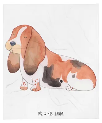 Produktbild von Mr. & Mrs. Panda Bettdecke Hund Basset Hound - Weiß - Geschenk, Sprüche, Sofadecke, Tagesdecke, Decke, Bettüberwurf, Süß, Kuscheldecke