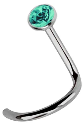 Produktbild von Titan Nasenpiercing Stecker Spirale 1,0 mm mit Stein in 2,5 mm, grün-türkis