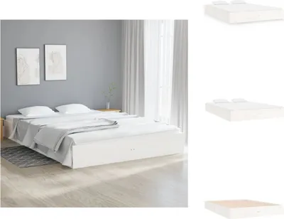 Produktbild von vidaXL Massivholzbett Weiß 120x200 cm -  Betten & Bettgestelle