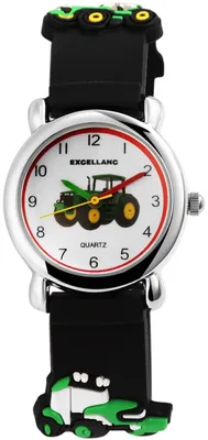 Produktbild von Excellanc 4500028-001 Kinderuhr "Traktor" - schwarzes Silikonband