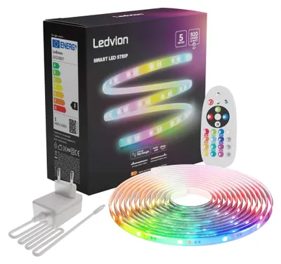 Produktbild von Ledvion Smart RGB LED Streifen 5m 12W 12V Dimmbar mit Fernbedienung