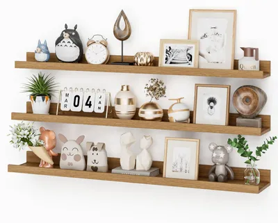 Schwebende Wandregale 3er-Set, 90 cm, Holz, Beige