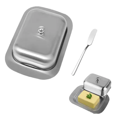Produktbild von Edelstahl-Butterdose mit Deckel und Griff