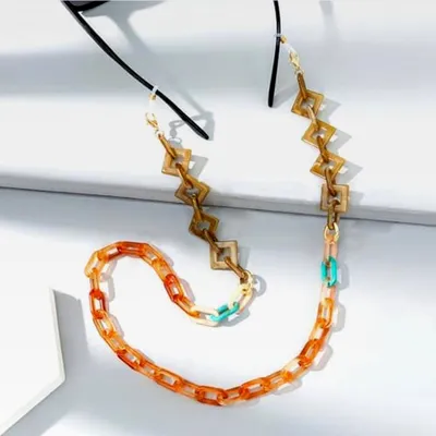 Produktbild von Acryl Brillenkette für Damen, Anti-Rutsch Brillenkette in Pfauenblau, Leichtes Brillenband für Brillenmaske, Halskette und Brillenzubehör mit Geschenkbox