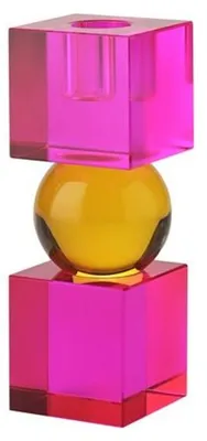 Image de Gift Company Bougeoir Sari 2 Cubes, Bougeoir, verre, rose / orange, H 14 cm, 1163601013