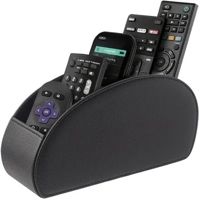 Image de Support universel pour télécommandes - 5 emplacements - Grand format - Support pour télécommandes - Compatible avec les télécommandes de téléviseurs, lecteurs DVD, clés 4K et lecteurs Blu-ray - Range-télécommandes - Noir