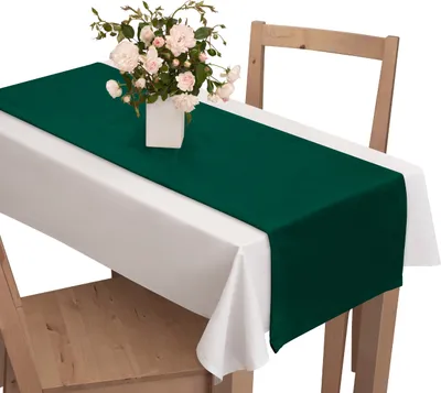 Zdjęcie produktu dla Voppi Ciemnozielony bieżnik na stół 40x250 cm gruby welur butelkowa zieleń