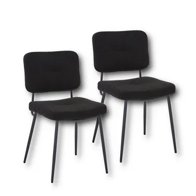 Produktbild von HOOZ 2er Set Esszimmerstühle mit Rückenlehne, Teddystoff Küchenstuhl mit Metallbeinen, Polsterstuhl Wohnzimmerstuhl Sessel für Esszimmer Schlafzimmer und Konferenzraum