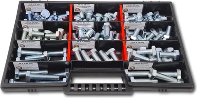 Produktbild von Sechskantschrauben Sortiment M10 // 12mm-45mm  90 tlg. Schraubenbox DIN 933 Vollgewindeschrauben Maschinenschrauben Gewindeschrauben Sechskantschrauben