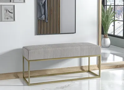 Image de AX LIVING Assise Banc Acciarolli 2 90 cm - Beige, structure métallique dorée
