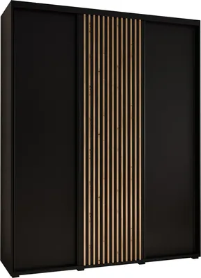 Produktbild von MEBLE KRYSPOL Lanko 1 Schrank mit 3 Schiebetüren  - 235,2x200x45 cm - Schwarz Schwarz Artisan