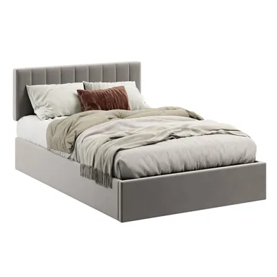 Produktbild von Polsterbett 140x200 cm mit Stauraum und Lattenrost Doppelbett mit hydraulischem Bettkasten Gepolstertes Bett Bed Stauraumbett Stabiler Bettrahmen | 200x140 cm hellgrauer Samt