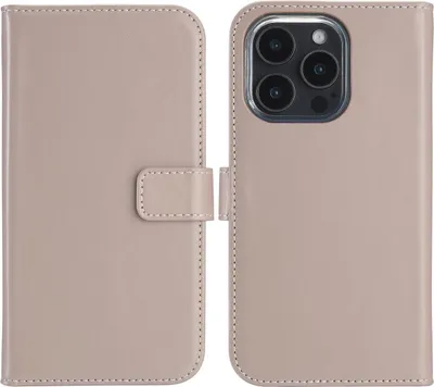 Image de Selencia Bibliothèque en cuir véritable pour l'Apple iPhone 16 Pro - Rose Poussière