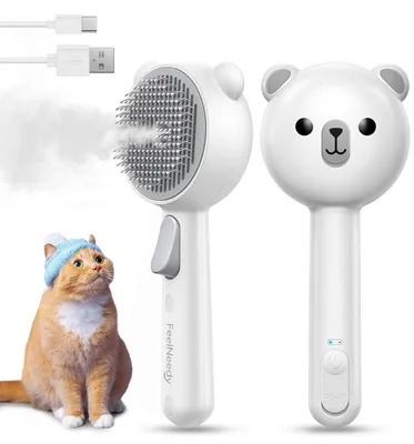 Productafbeelding van Stoomborstel voor katten - USB-oplaadbaar - met watertank - zelfreinigend - 2 standen - voor lang en kort haar