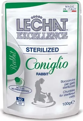 Productafbeelding van MONGE LECHAT EXCELLENCE STERILIZED, konijnenvoer, 100g, zakje, 768