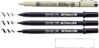 Imagen del producto de Sakura PIGMA MICRON, bolígrafo pincel – Negro – Punta pincel FB, MB, BB y 05 + 1 tarjeta