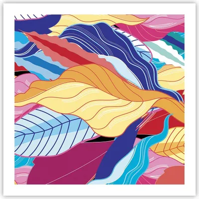 Produktbild von Poster - Poster ohne Rahmen - Muster Blätter bunt - 60x60 cm - Wand Bild - Wanddeko - Wandbilder - Kunstposter - Wandposter - Bilder - Kunstdruck - Wanddekoration - Wandbild - P2XAC60x60-4269
