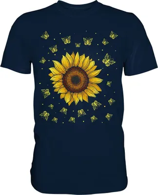 Produktbild von Sonnenblume Schmetterling T-Shirt – Navy / 5XL