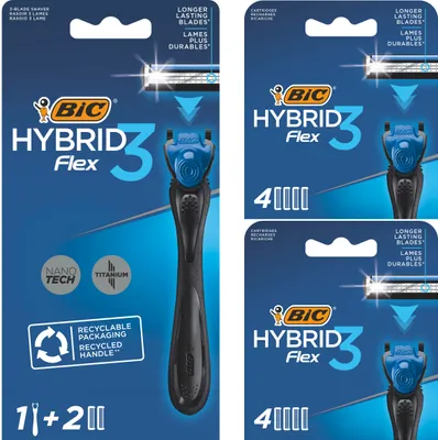 Produktbild von BIC Hybrid 3 Flex Rasierer Herren, Nassrasierer mit 10 Wechselklingen