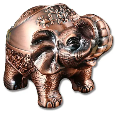 Produktbild von Aschenbecher Elefant mit Deckel, Vintage Bronze, Zinklegerung, dekorativ für Innen und Außen