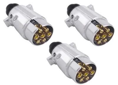 Produktbild von 3 Stück Kabelstecker 7 polig Metall Wohnwagen Anhänger Stecker Anhängerstecker