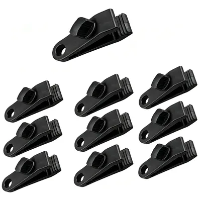 Produktbild von 10 Stück Zeltclips - Planenclip - Dekzeilklammern - Zeltklammern - Nylon,windfest - für Zelt, Vorzelt, Plane, Camping, Wohnwagen – Schwarz