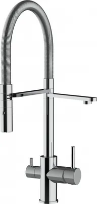 Produktbild von 3 Wege Wasserhahn Küche Spültischarmatur Verchromt Küchenarmatur mit 360° schwenkbarem Auslauf und abnehmbare 2 strahl Handbrause