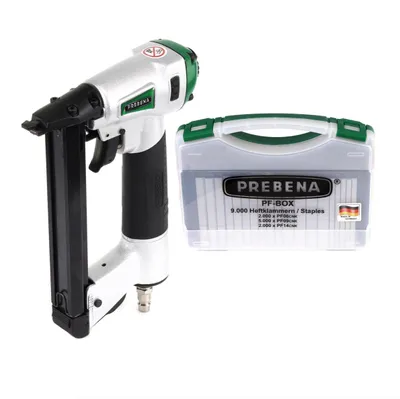 Produktbild von Prebena DNPF16 Luftdruck Druckluftnagler Drucklufttacker + PF-BOX Heftklammern 9.000 Stk
