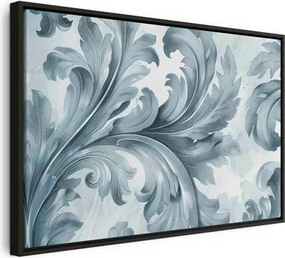 Produktbild von Italienischer Leinwand Leinwandbild - Stone Baroque Ornaments in Light Shades of Gray-Blue 90x60 cm Muster f-H-10019-b-a